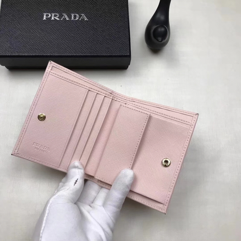 Prada 프라다 여성용 사피아노 반지갑 핑크,레드