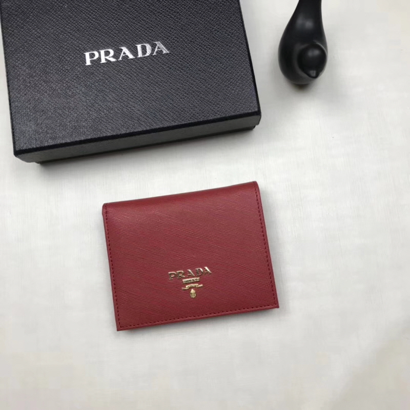 Prada 프라다 여성용 사피아노 반지갑 핑크,레드