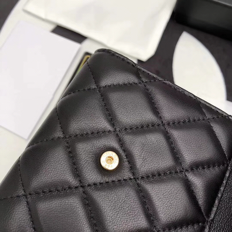 Chanel 2020 여성용 램스킨 클래식 반지갑 블랙,핑크베이지