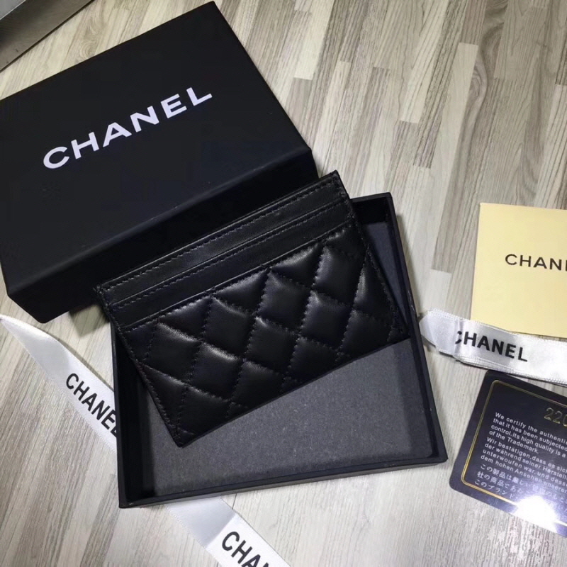 Chanel 2020 여성용 램스킨 보이 카드지갑 블랙금장,은장