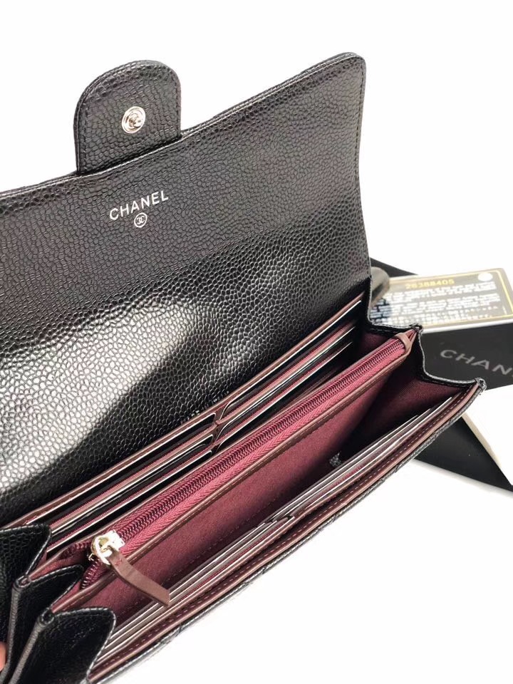 샤넬 캐비어 장지갑 은장 AS5008