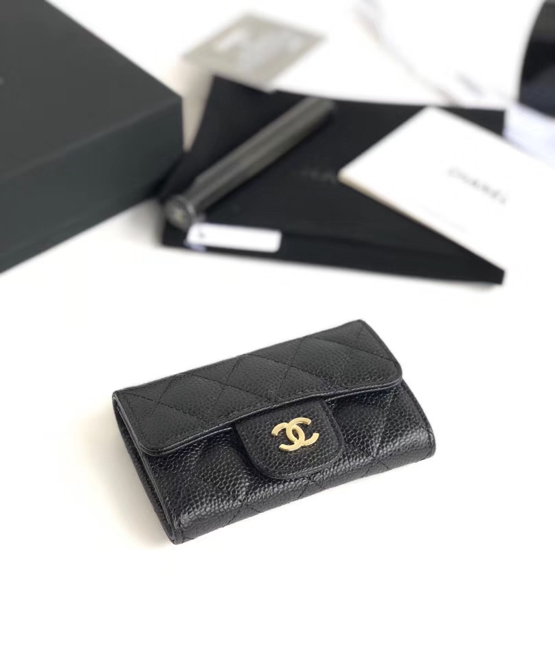  CHANEL 샤넬 카드지갑 케비어 금장  A80799