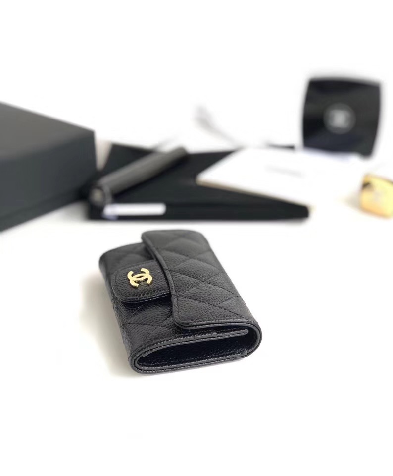  CHANEL 샤넬 카드지갑 케비어 금장  A80799