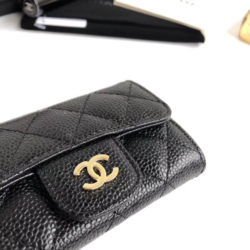  CHANEL 샤넬 카드지갑 케비어 금장  A80799