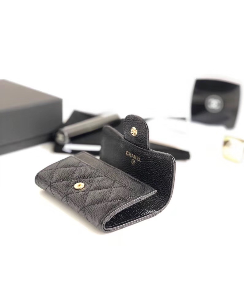  CHANEL 샤넬 카드지갑 케비어 금장  A80799