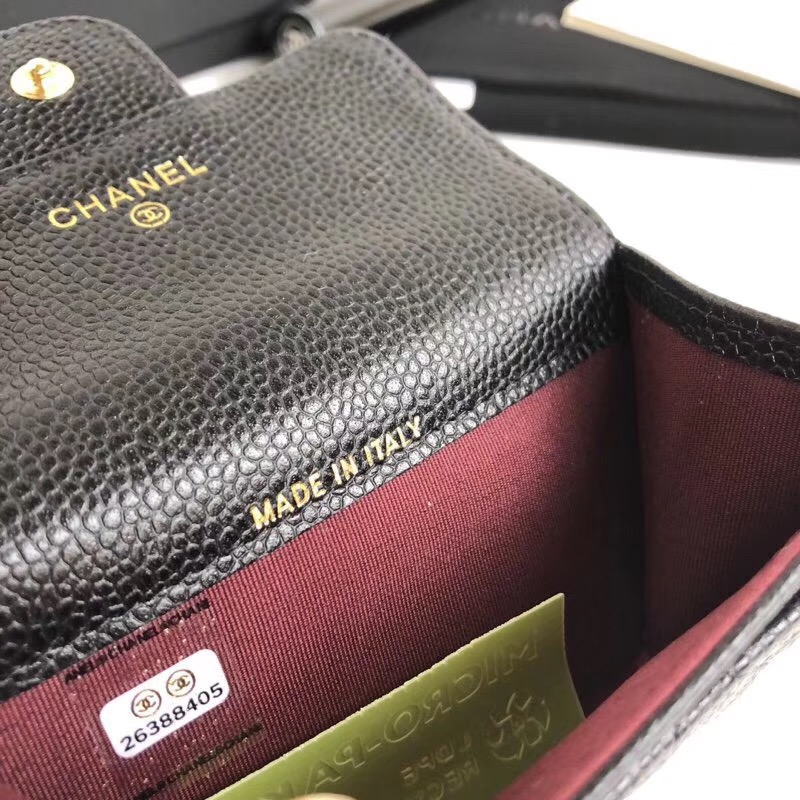  CHANEL 샤넬 카드지갑 케비어 금장  A80799