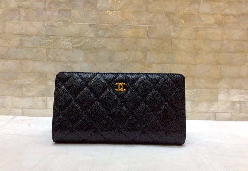 샤넬장지갑 캐비어 금장 18.5CM AS305218