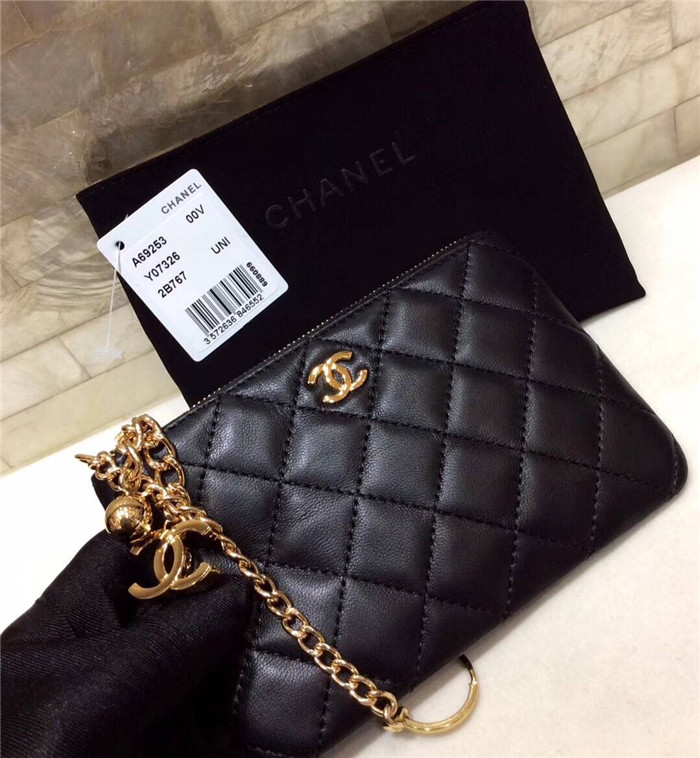 샤넬 램스킨 금장 동전&카드지갑 AS1008-1