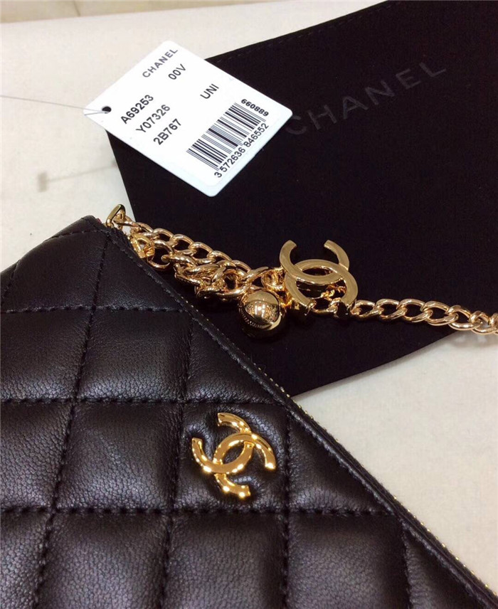 샤넬 램스킨 금장 동전&카드지갑 AS1008-1