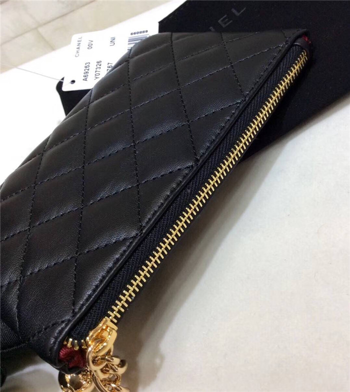 샤넬 램스킨 금장 동전&카드지갑 AS1008-1