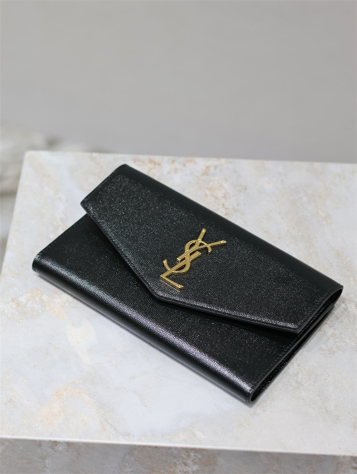 SAINT LAURENT 생로랑 업타운 샤이니 크로커다일 엠보 가죽 라지 장지갑 582124 2024/신상