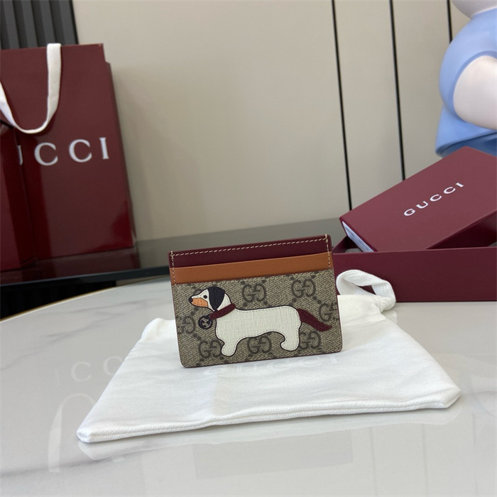 GUCCI 구찌 도그 디테일 바이컬러 GG 카드 케이스 818769