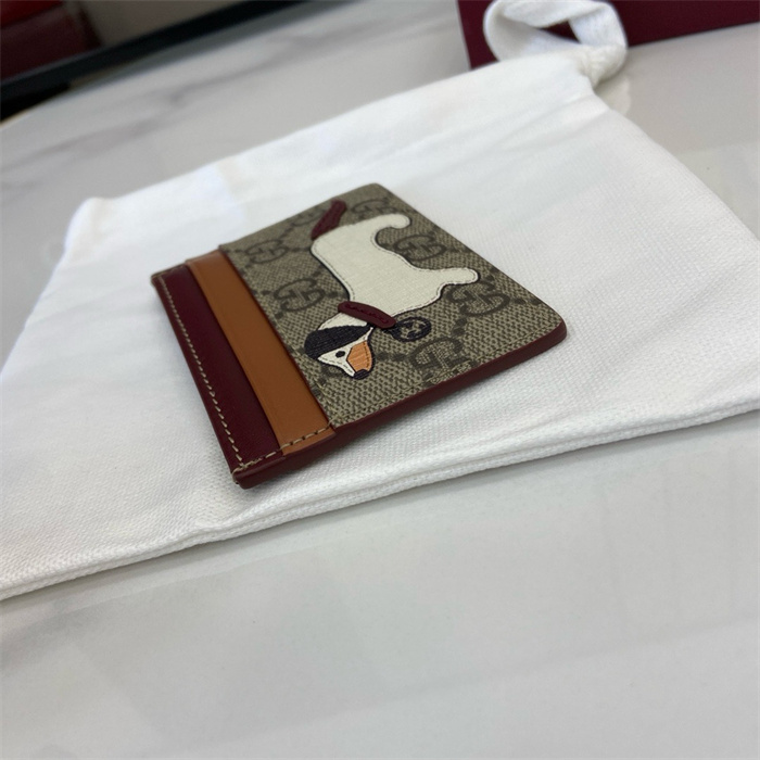GUCCI 구찌 도그 디테일 바이컬러 GG 카드 케이스 818769